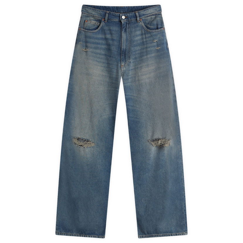 Jeans Maison Margiela MM6 Maison Margiela Wide Leg Distressed Jeans 28" Blå | SH0LA0014-M30017-994