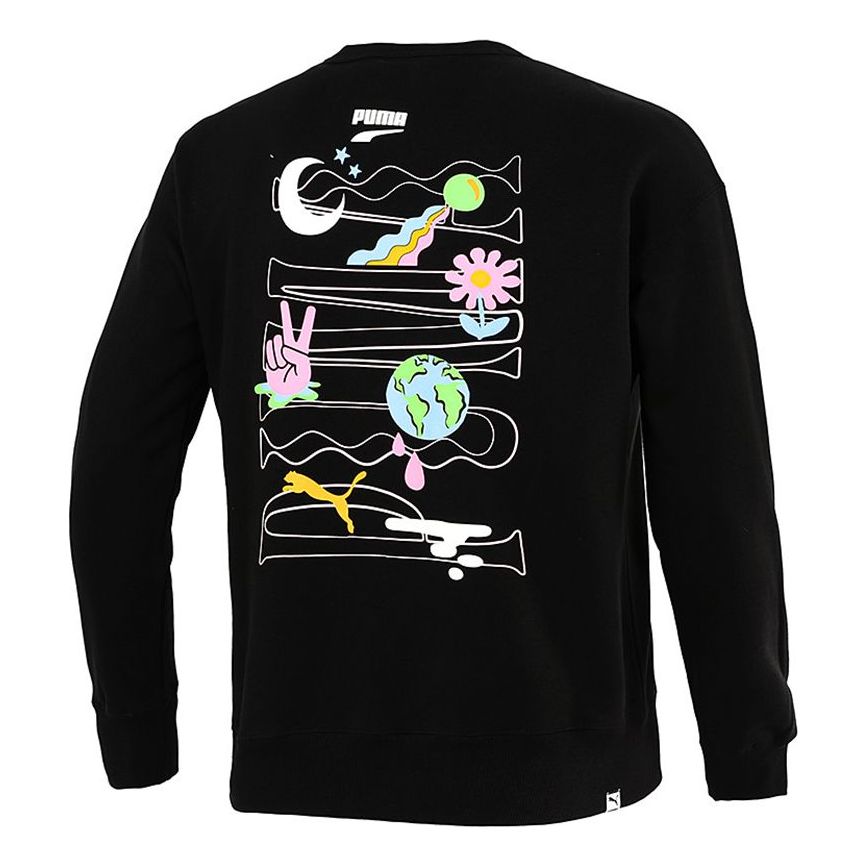 Sweater Puma Back Large Printing Training Pullover Svart | 533037-01, 0