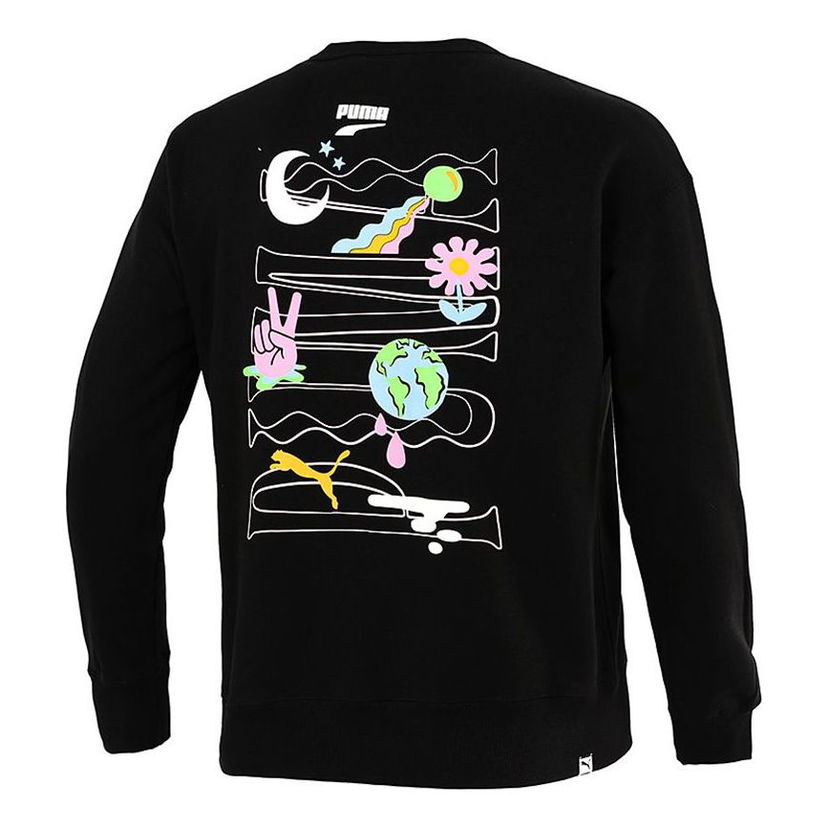 Sweater Puma Back Large Printing Training Pullover Svart | 533037-01