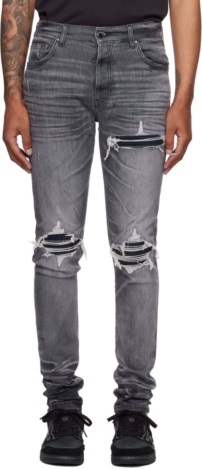 Jeans AMIRI AMIRI MX1 Jeans with Suede Patches Grå | AMDNSY1158