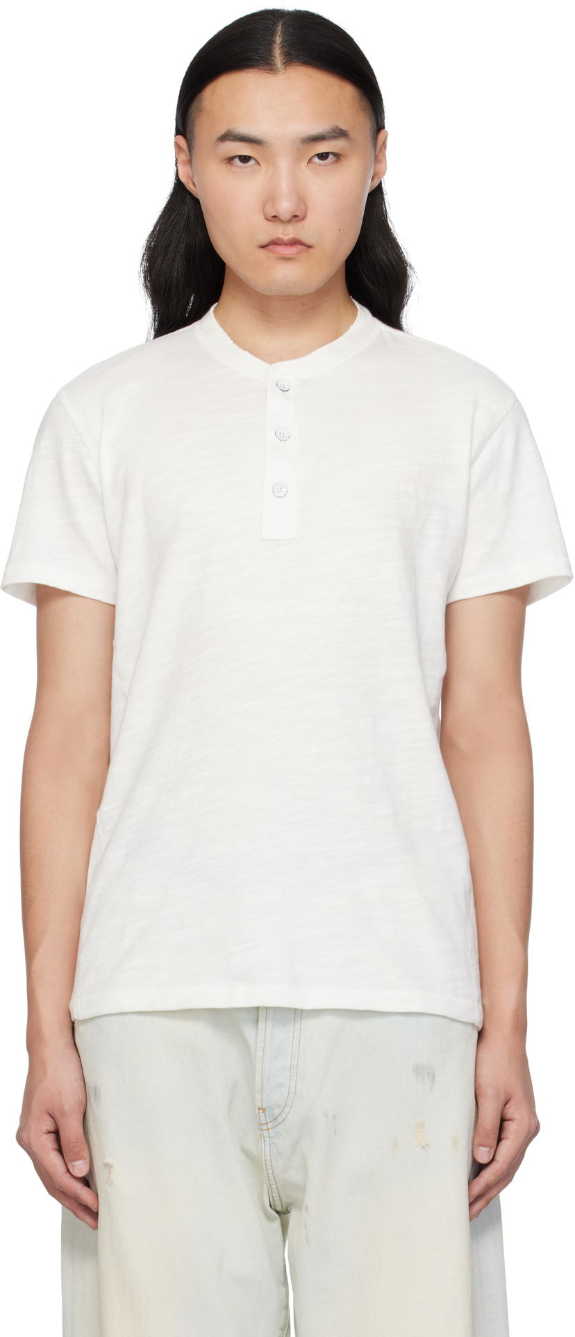 T-shirt rag & bone Rag & Bone Classic Cotton Henley T-Shirt Vit | M000T996G