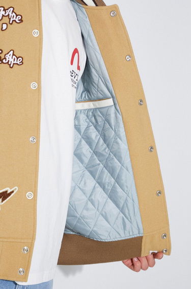 Bomberjacka BAPE Multi Motif Varsity Bomber Jacket Beige | 1J80141001, 6