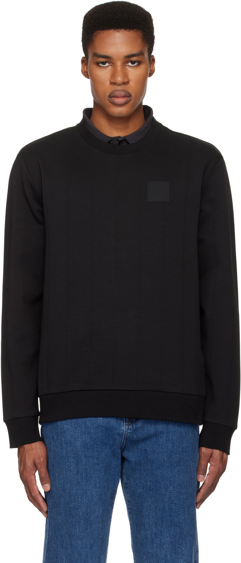 Sweatshirt BOSS Drop Needle Black Sweatshirt Svart | 50534193