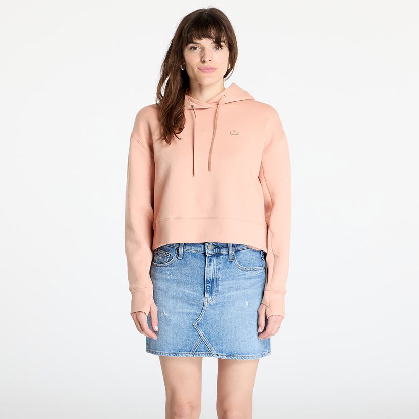 Sweatshirt Lacoste LACOSTE Double Face Cropped Hoodie Rosa | SF0281 ZIH