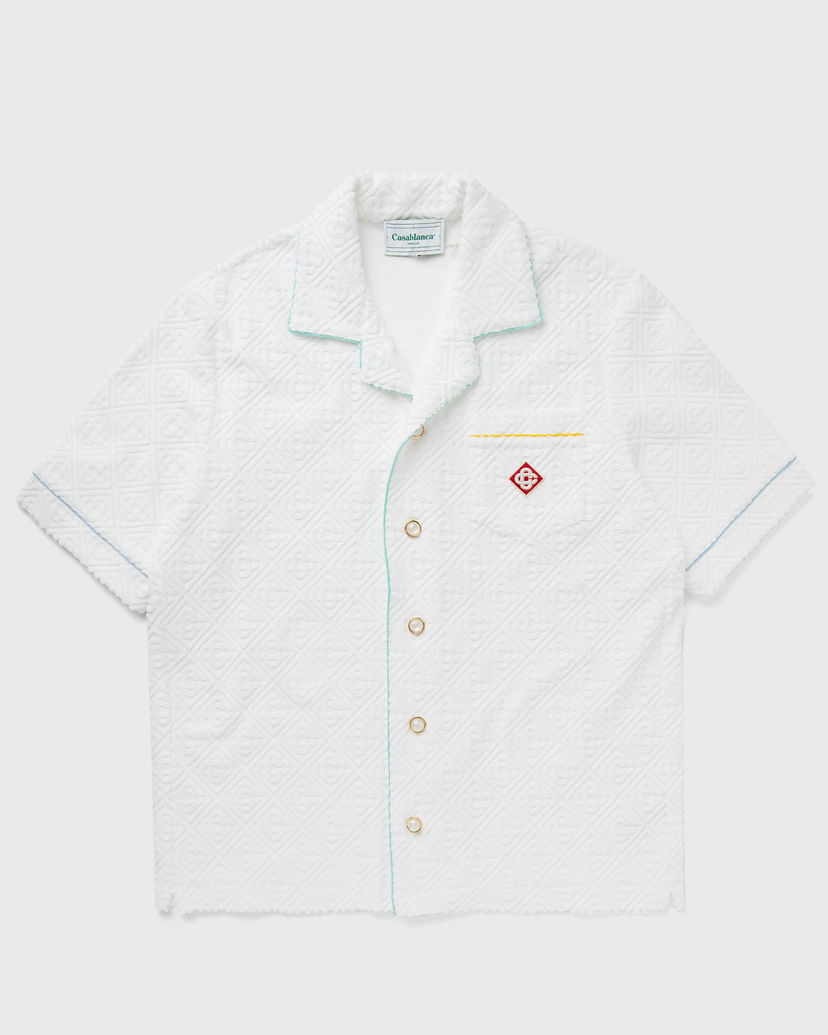 Skjorta Casablanca MENS MONOGRAM TOWELLING OPEN COLLAR SHIRT Vit | MPF24-SH-085-01