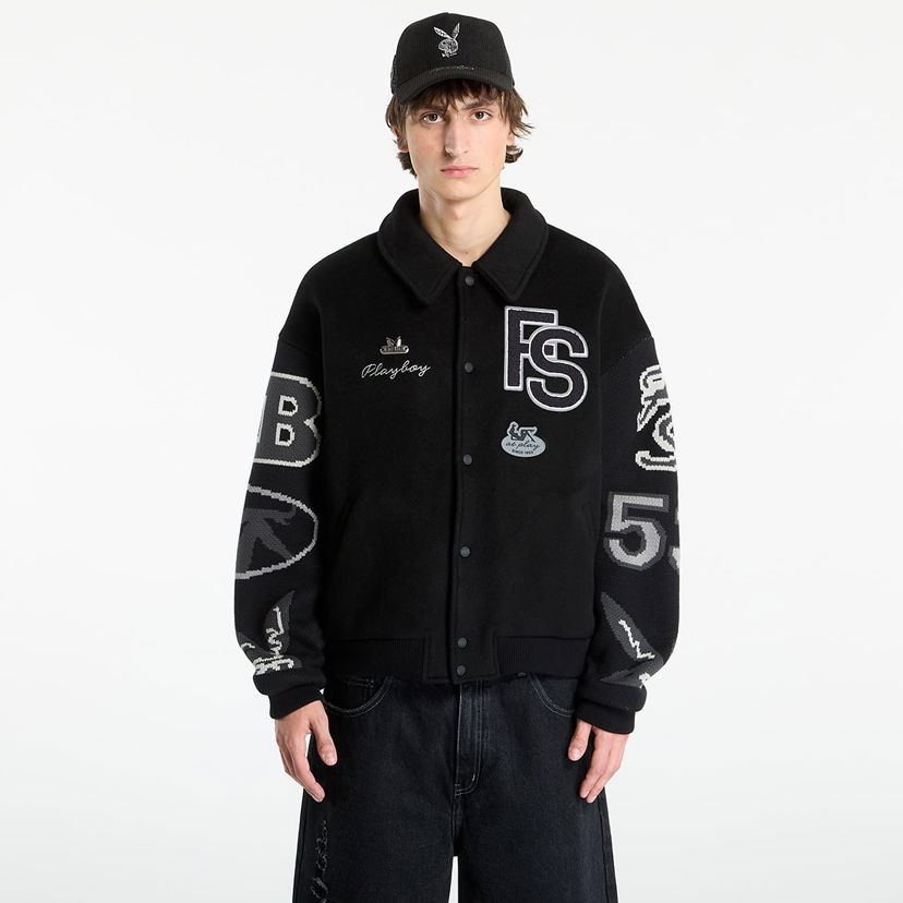 Bomberjacka Footshop Playboy x FTSHP Varsity Jacket UNISEX Black C Svart | FTSHP_504