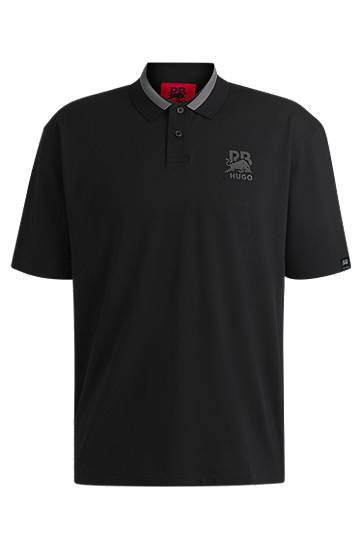 Polotröja BOSS HUGO x RB Stretch-Cotton Polo Shirt Svart | 50542748