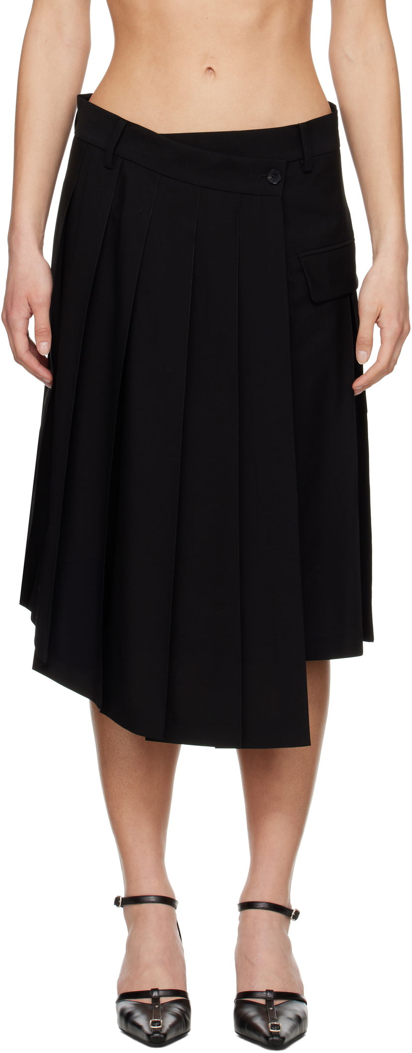 Kjol Feng Chen Wang Feng Chen Wang Pleated Midi Skirt Svart | FUS19SK01B