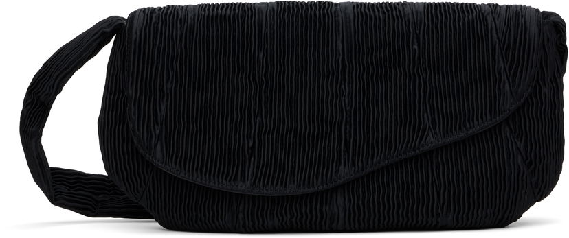 Axelväska Collina Strada Collina Strada Pleated Caterpillar Messenger Bag Svart | XX9023