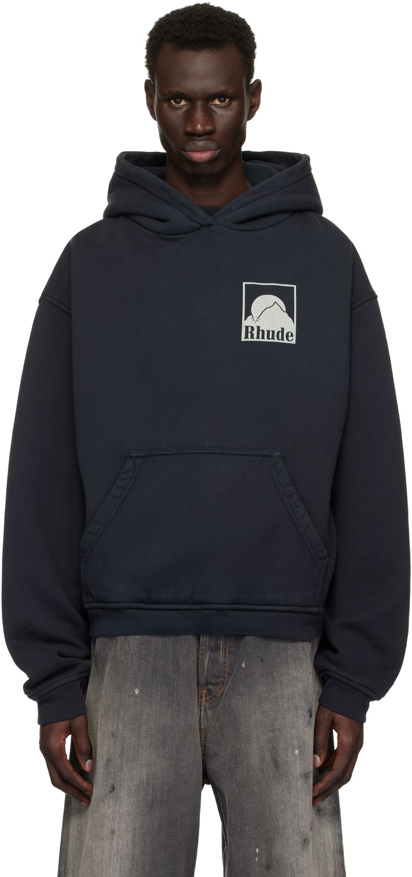 Sweatshirt Rhude Rhude Moonlight Badge Hoodie Mörkblå | RHPS25HO05012