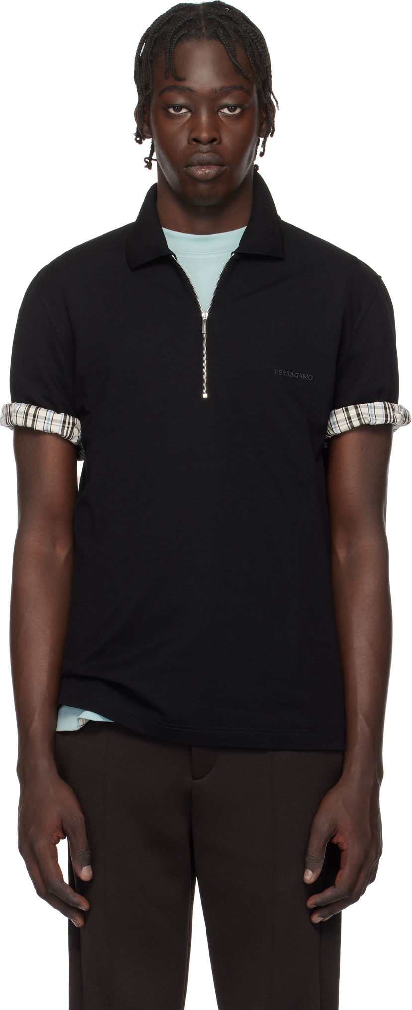 Polotröja FERRAGAMO Ferragamo Zip Collar Polo Svart | 772040