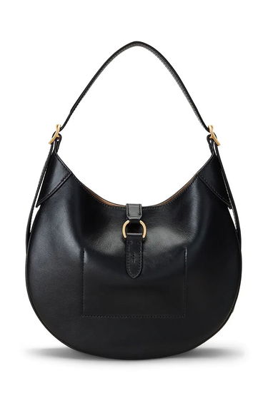 Handväska Polo by Ralph Lauren Leather Hobo Bag Svart | 428944017, 1