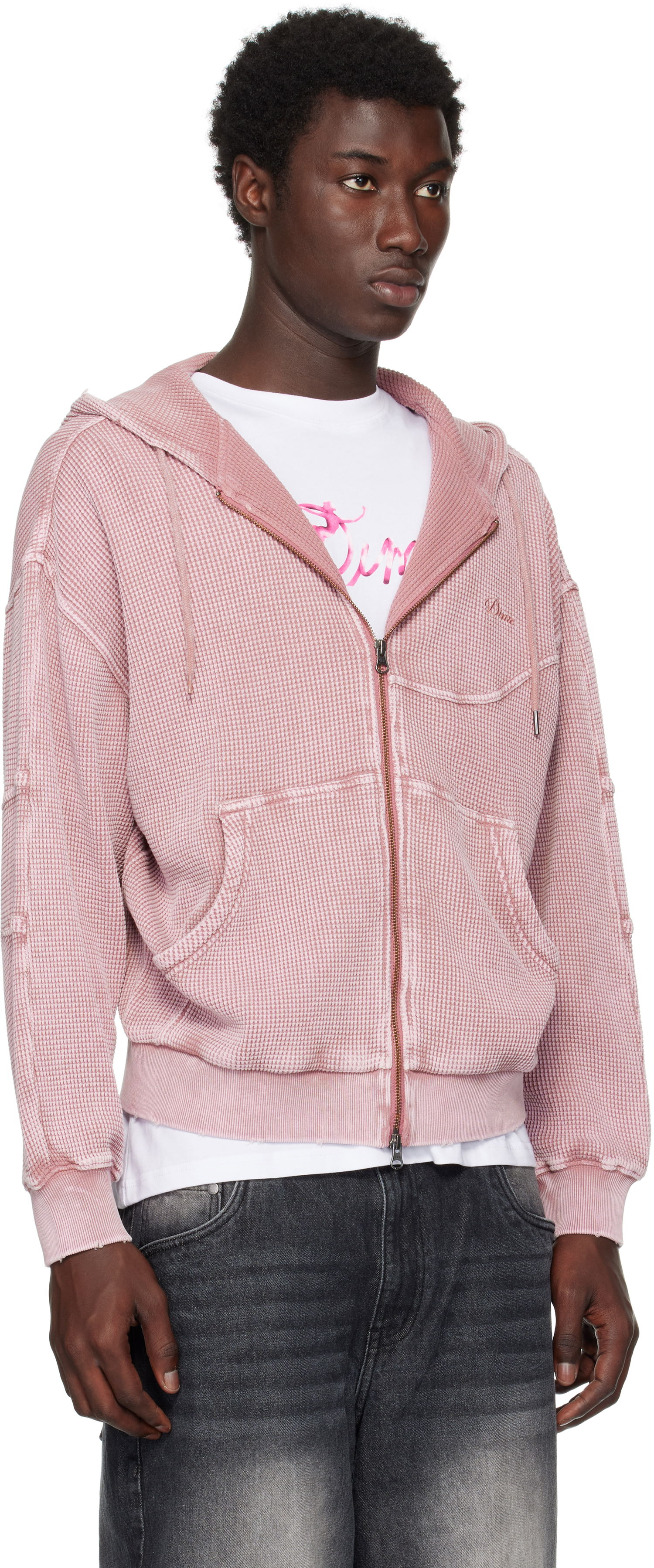 Sweatshirt Dime Dime Premium Waffle Zip Hoodie Rosa | DIMESU258MAU, 1