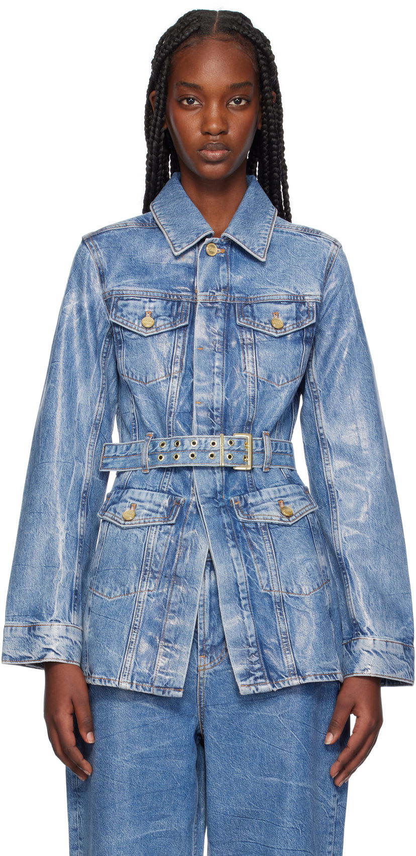 Jacka GANNI Ganni Foil Denim Jacket Blå | J1540