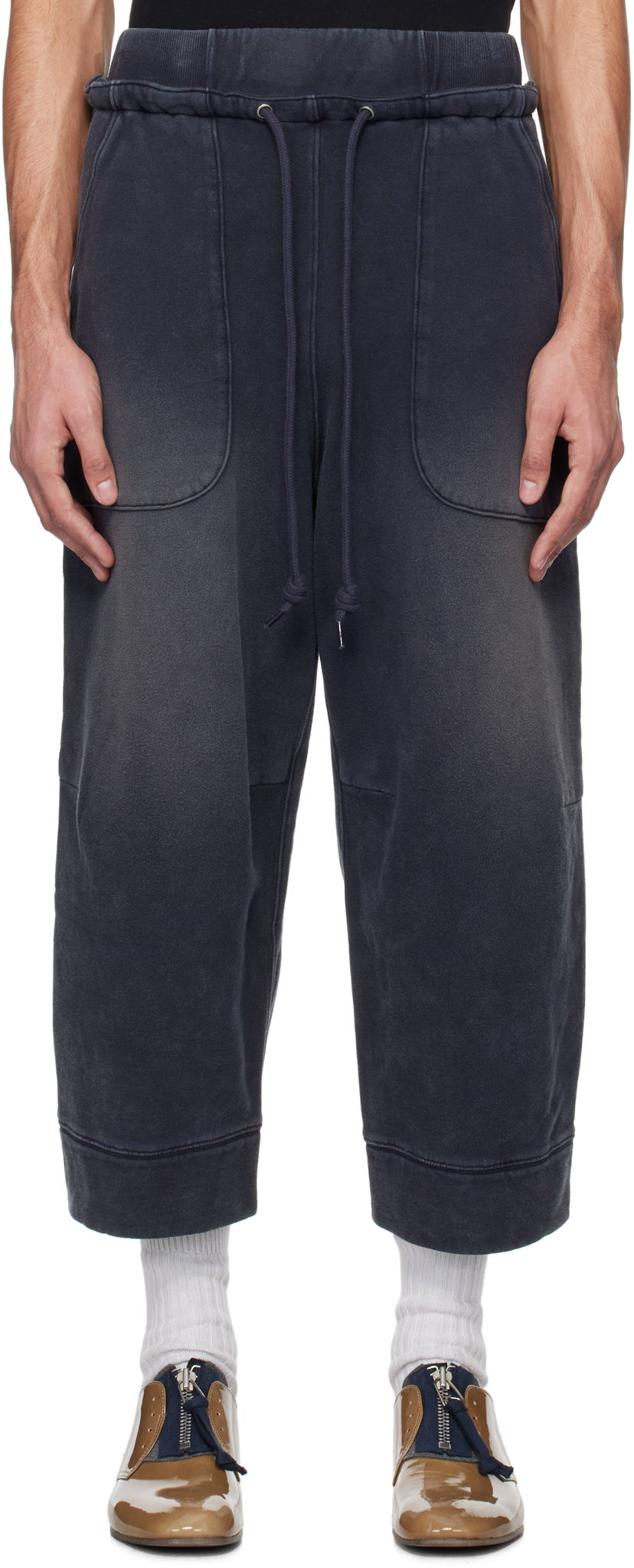 Träningsbyxor R13 R13 Deconstructed Cropped Sweatpants Blå | R13MK254-001BG