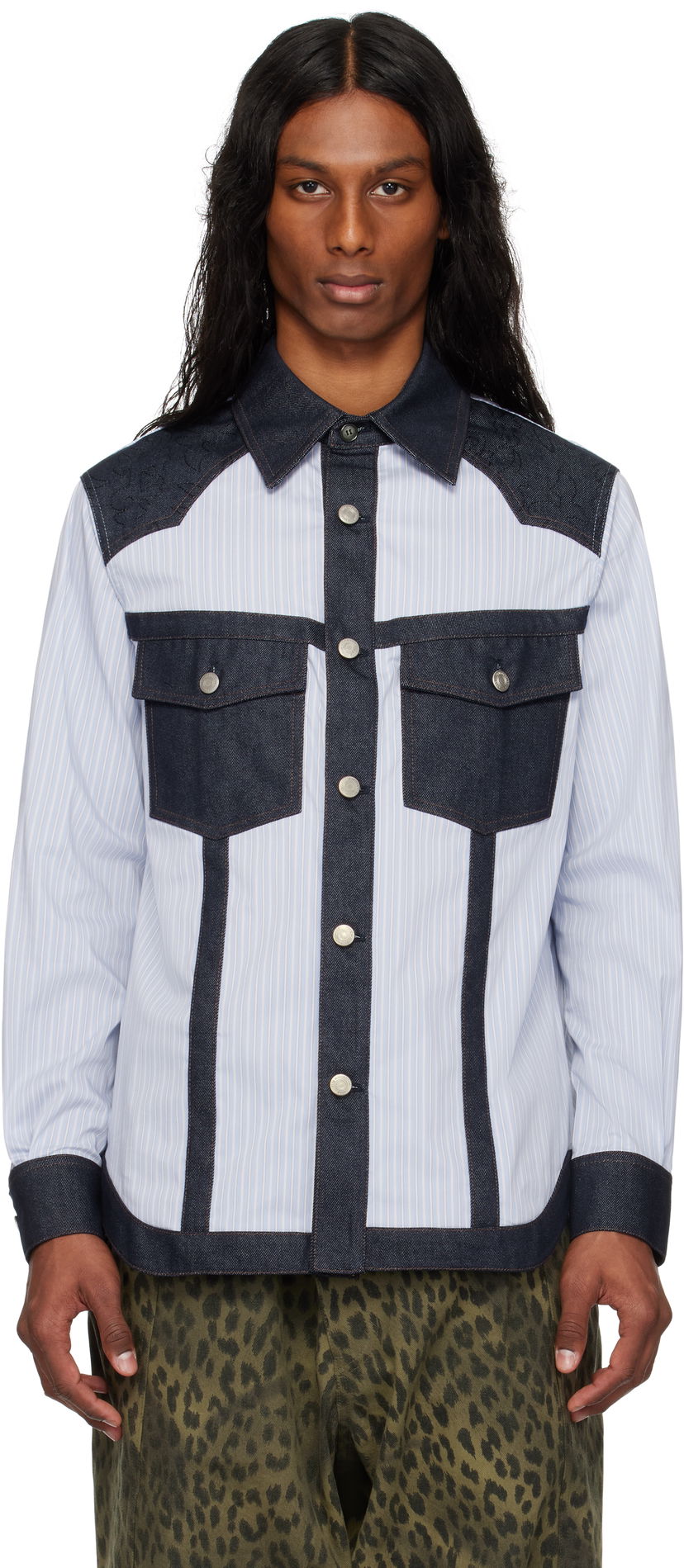 Skjorta Andersson Bell Andersson Bell Denim & Stripe Shirt Blå | atb1274m