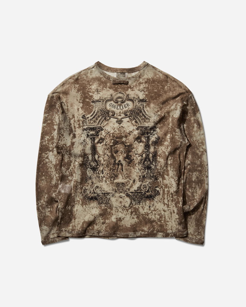 T-shirt Jean Paul Gaultier Oversized Medallion Graphic Longsleeve Top Brun | 2503WTO340M006 P6965