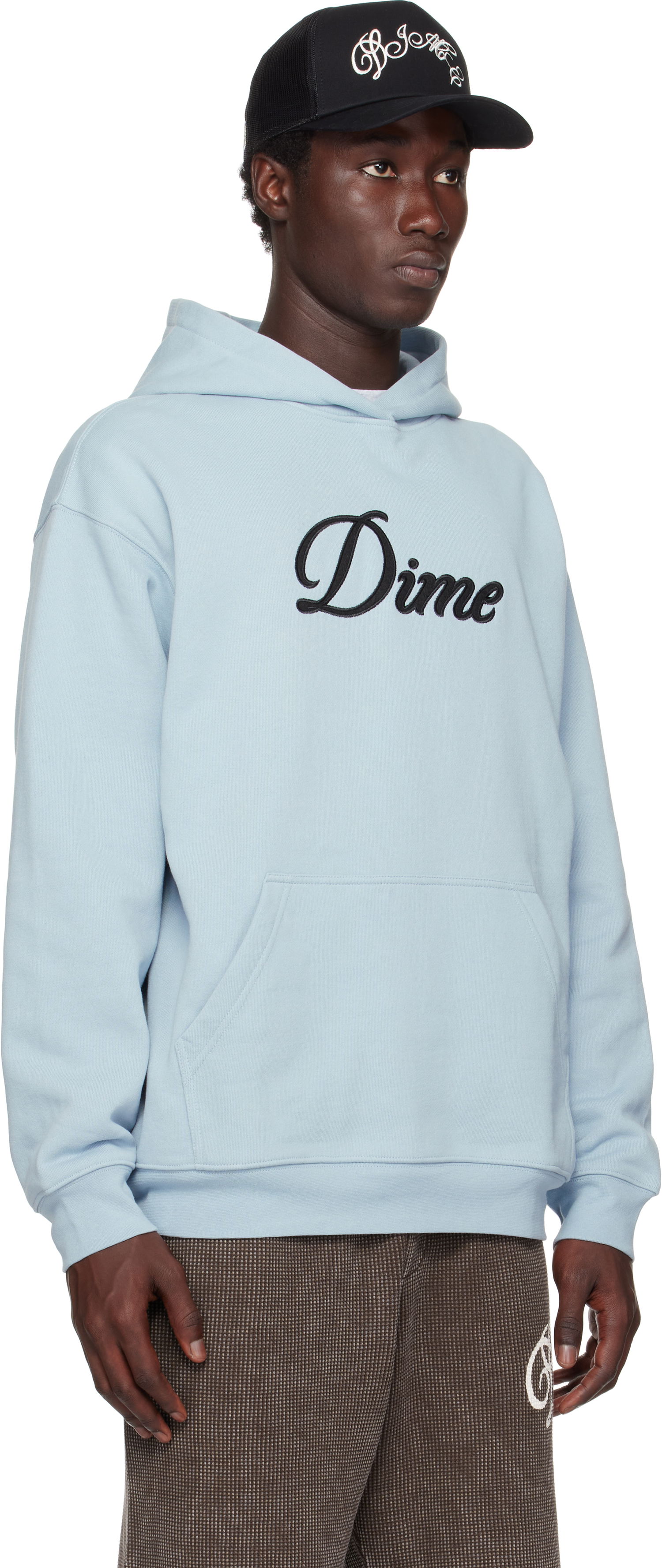 Sweatshirt Dime Dime Cursive Fleece Hoodie Blå | DIMESU2543BLU, 1