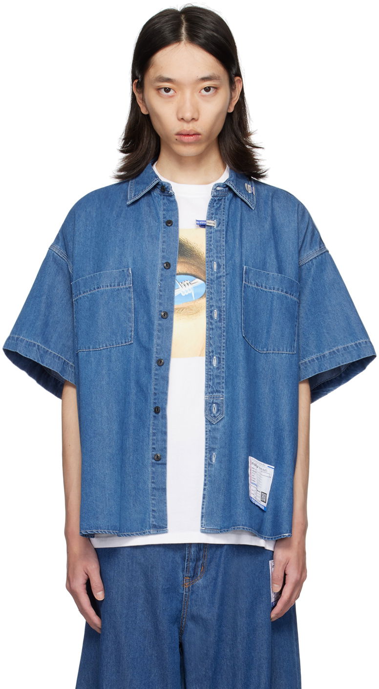 Skjorta Maison MIHARA YASUHIRO Maison MIHARA YASUHIRO Half-Sleeve Denim Shirt Blå | I12SH003