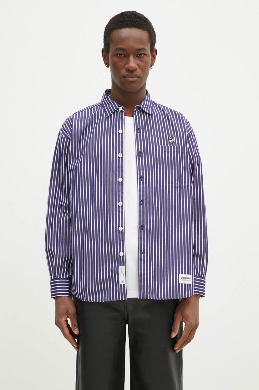 Skjorta Neighborhood NEIGHBORHOOD Striped Regular Fit Shirt Purpur | 242TSNH.SHM03
