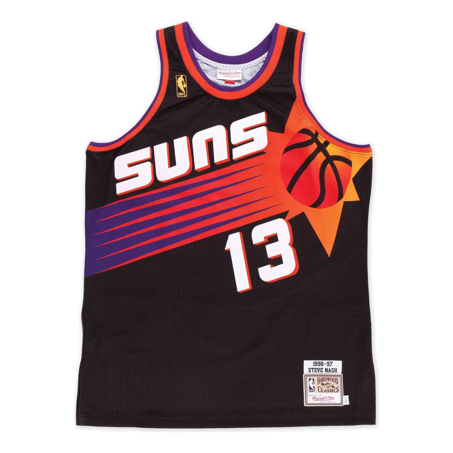 Linne Mitchell & Ness NBA Phoenix Suns 1996-97 Steve Nash Road Jersey Svart | AJY4AC18074-PSUBLCK96SNA, 0