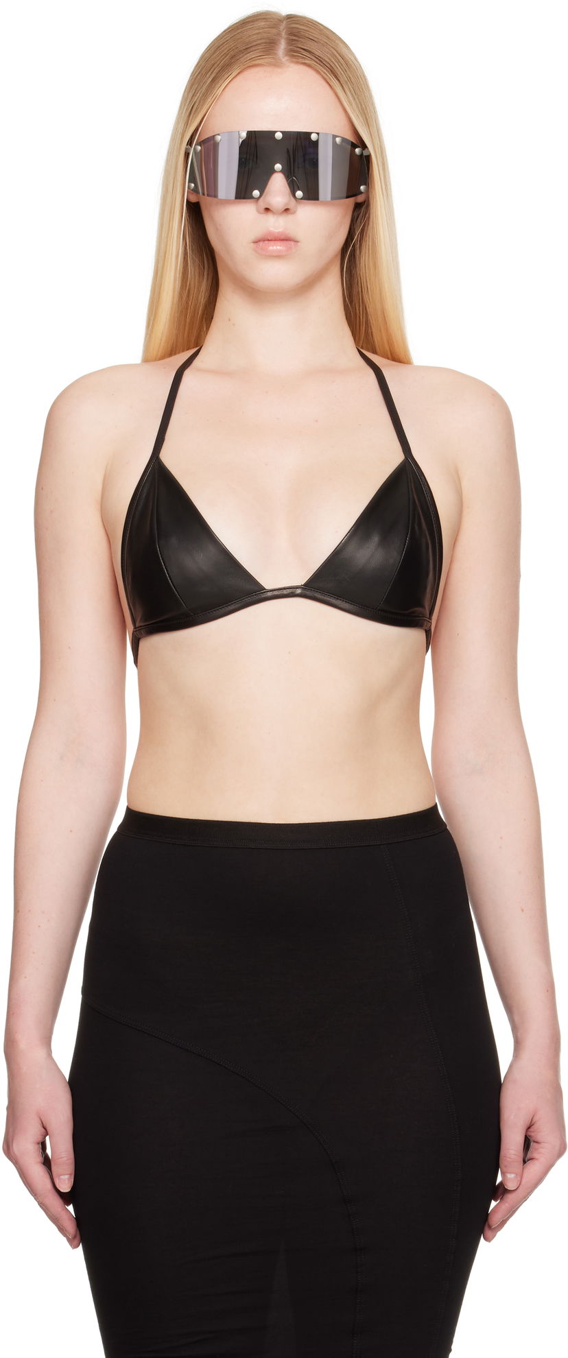 Behå Rick Owens Rick Owens Hollywood Leather Bra Svart | RO01E7091 LBY