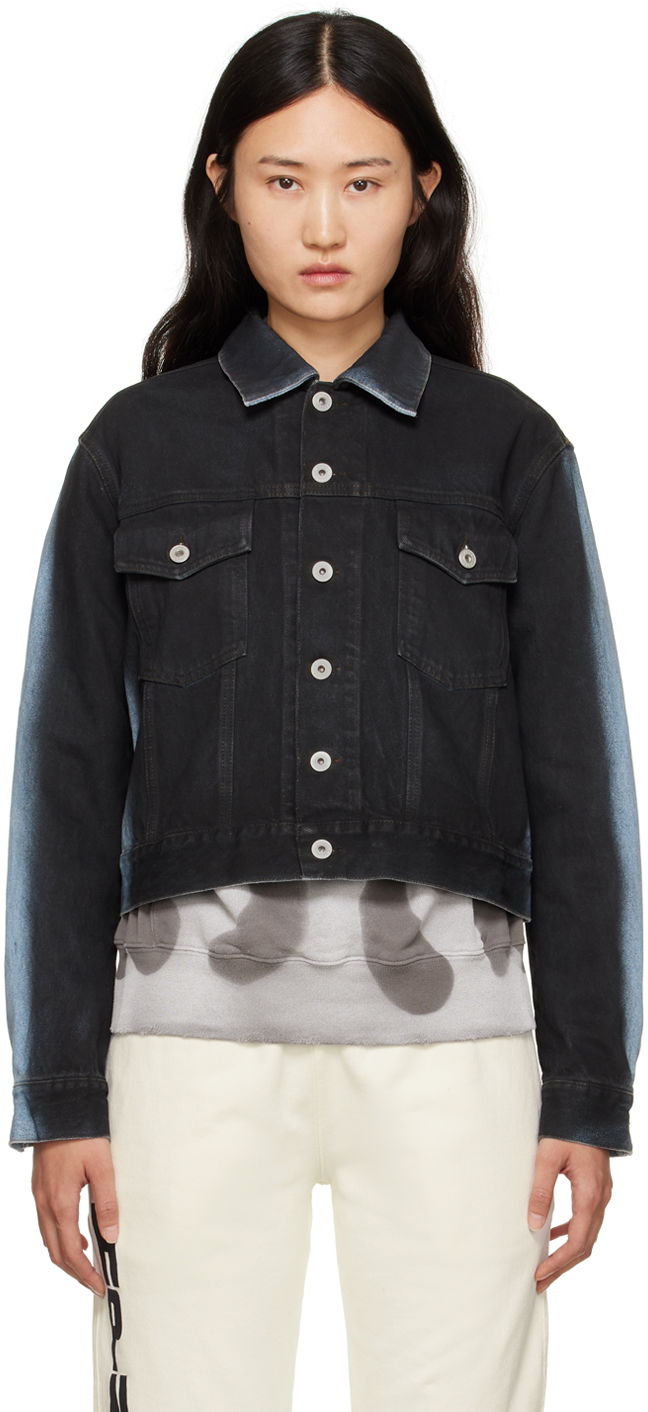 Jacka HERON PRESTON Gradient Regular Denim Jacket Svart | HWYE011S23DEN0031040