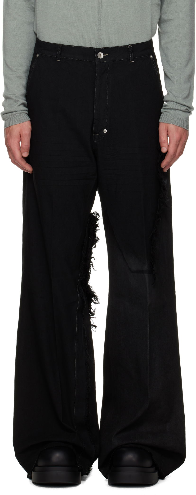 Jeans Rick Owens Concordians Joris Wide-Leg Distressed Jeans Svart | RR02E1308 BBCL