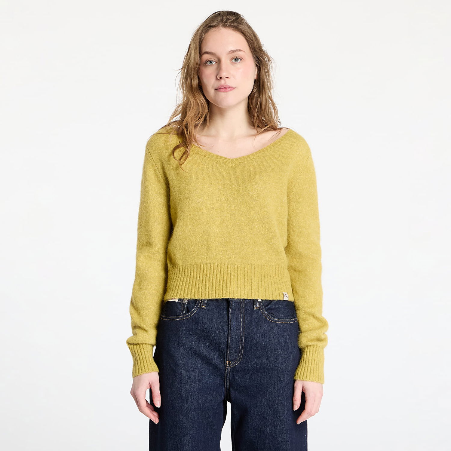 Sweater CALVIN KLEIN Calvin Klein Jeans Women's Fluffy Yarn V-Neck Sweater Grön | J20J224801 LMD, 0