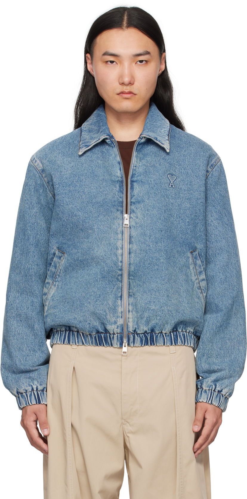 Bomberjacka AMI AMI Paris Ami de Coeur Denim Jacket Blå | HJK043.DE0046