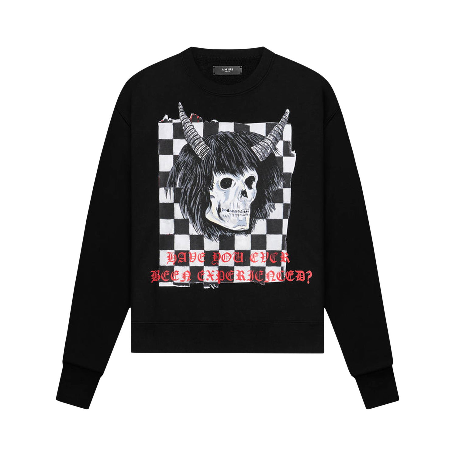 Sweatshirt AMIRI x Wes Lang Checker Skull Crew Svart | AW22MJG009 001 BLAC, 1