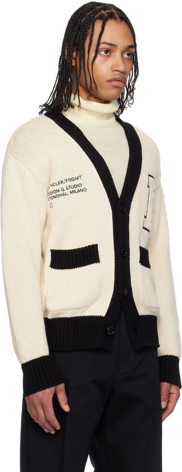 Sweater Moncler Moncler Genius x FRGMT Hiroshi Fujiwara Embroidered Cotton Cardigan Beige | K109U9B00001M5206, 1