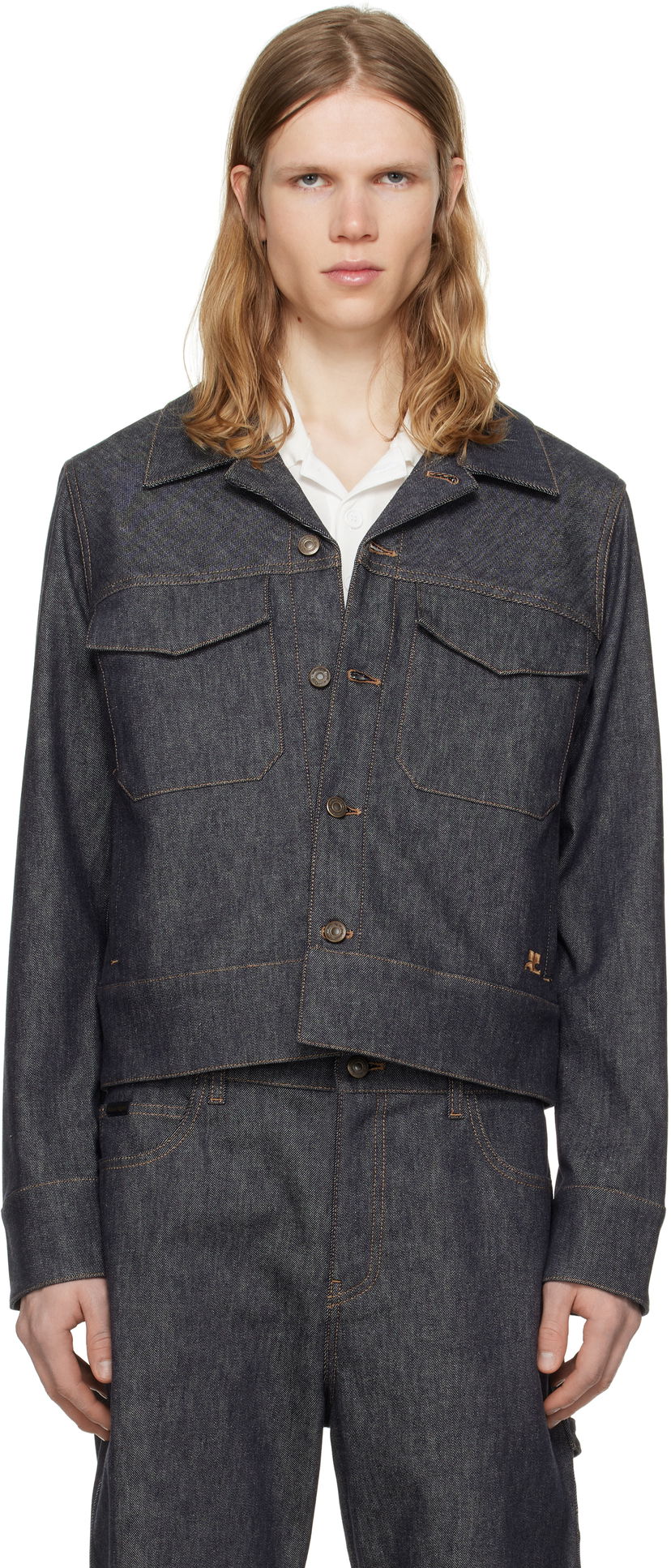Jacka Courrèges Courrèges Utility Trucker Denim Jacket Blå | 125DBL250DE0035