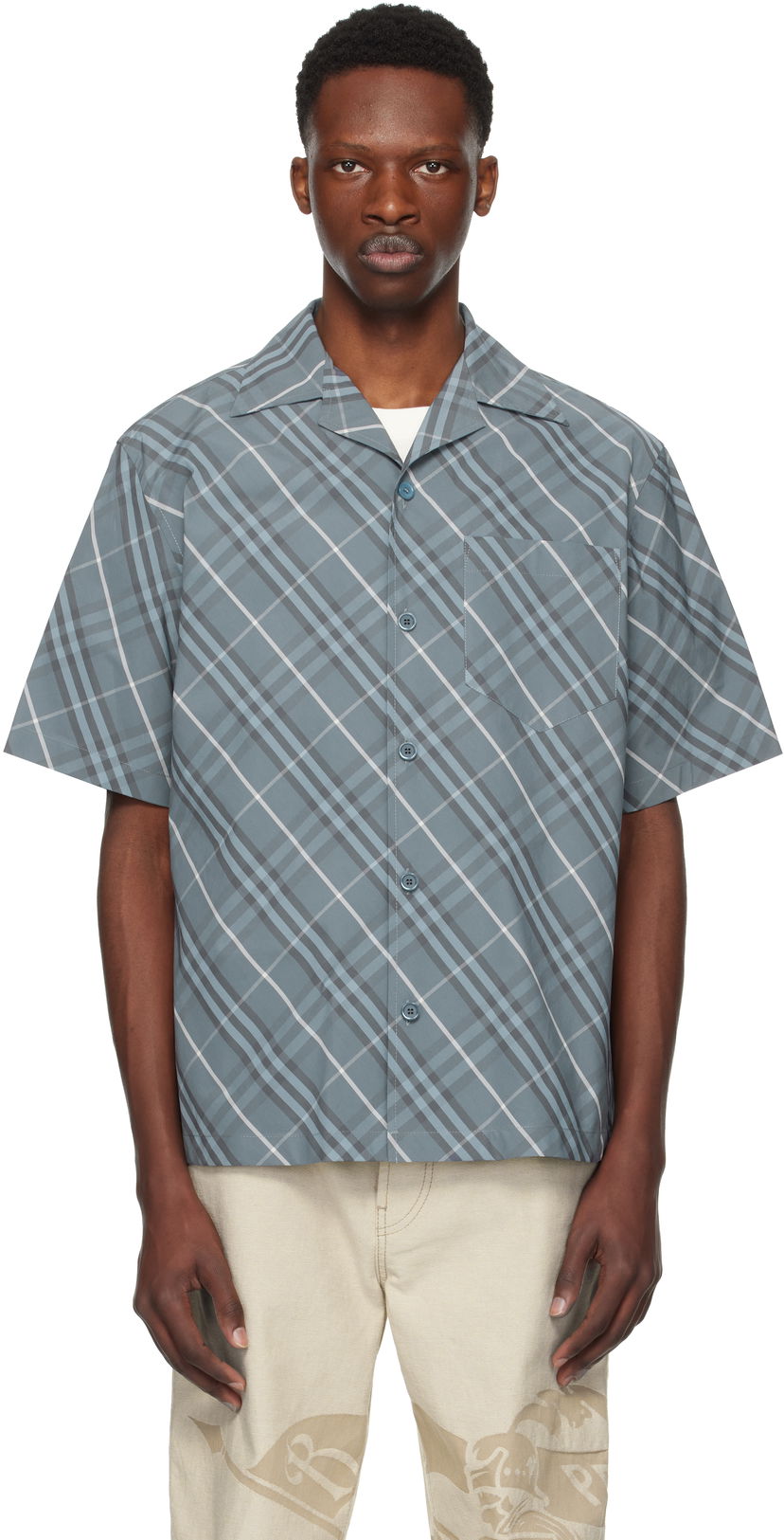 Skjorta Burberry Burberry Relaxed Fit Check Cotton Shirt Blå | 8109208