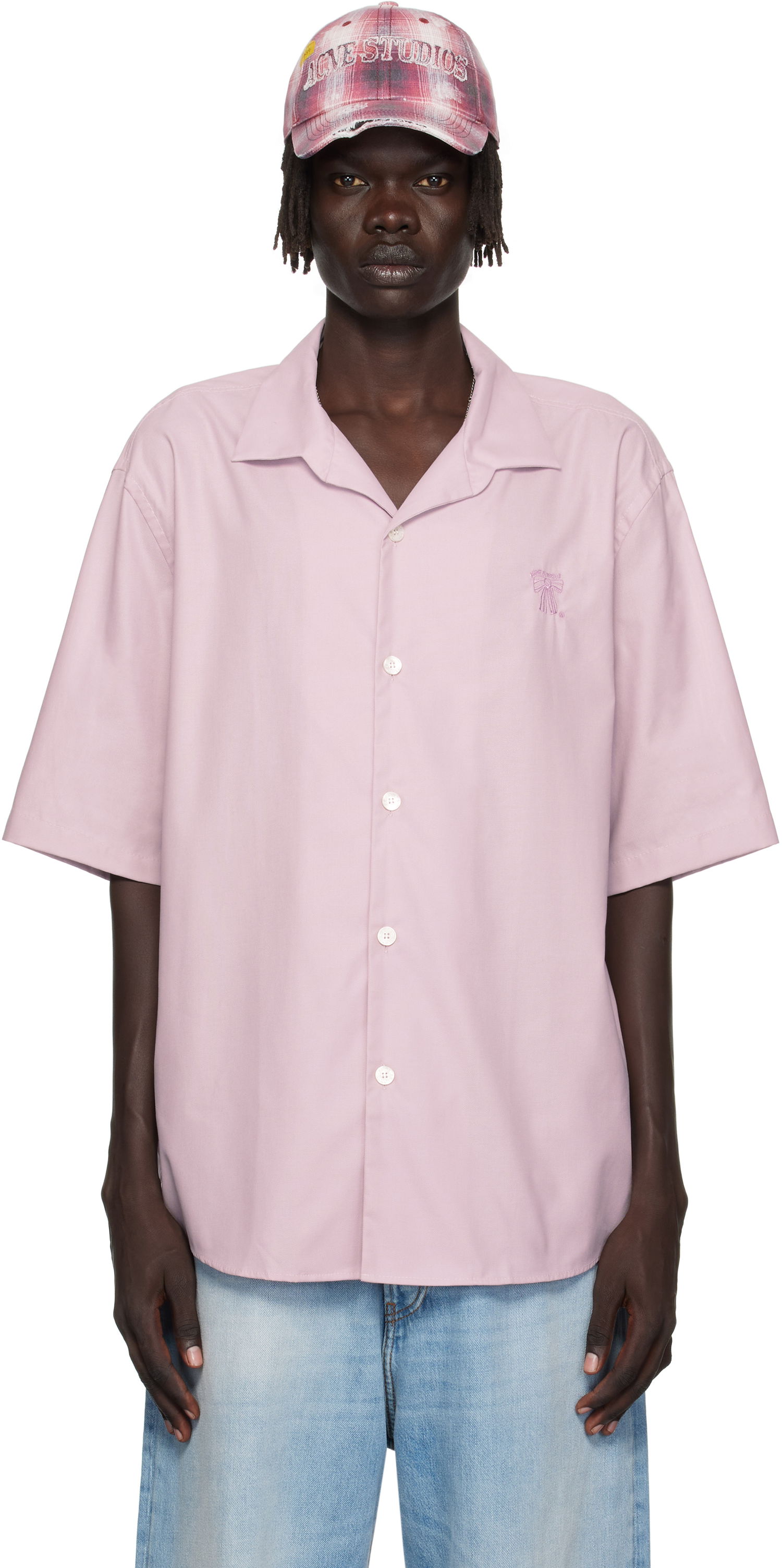 Skjorta Acne Studios Acne Studios Button-Up Camp Collar Shirt Rosa | BB0634-, 0