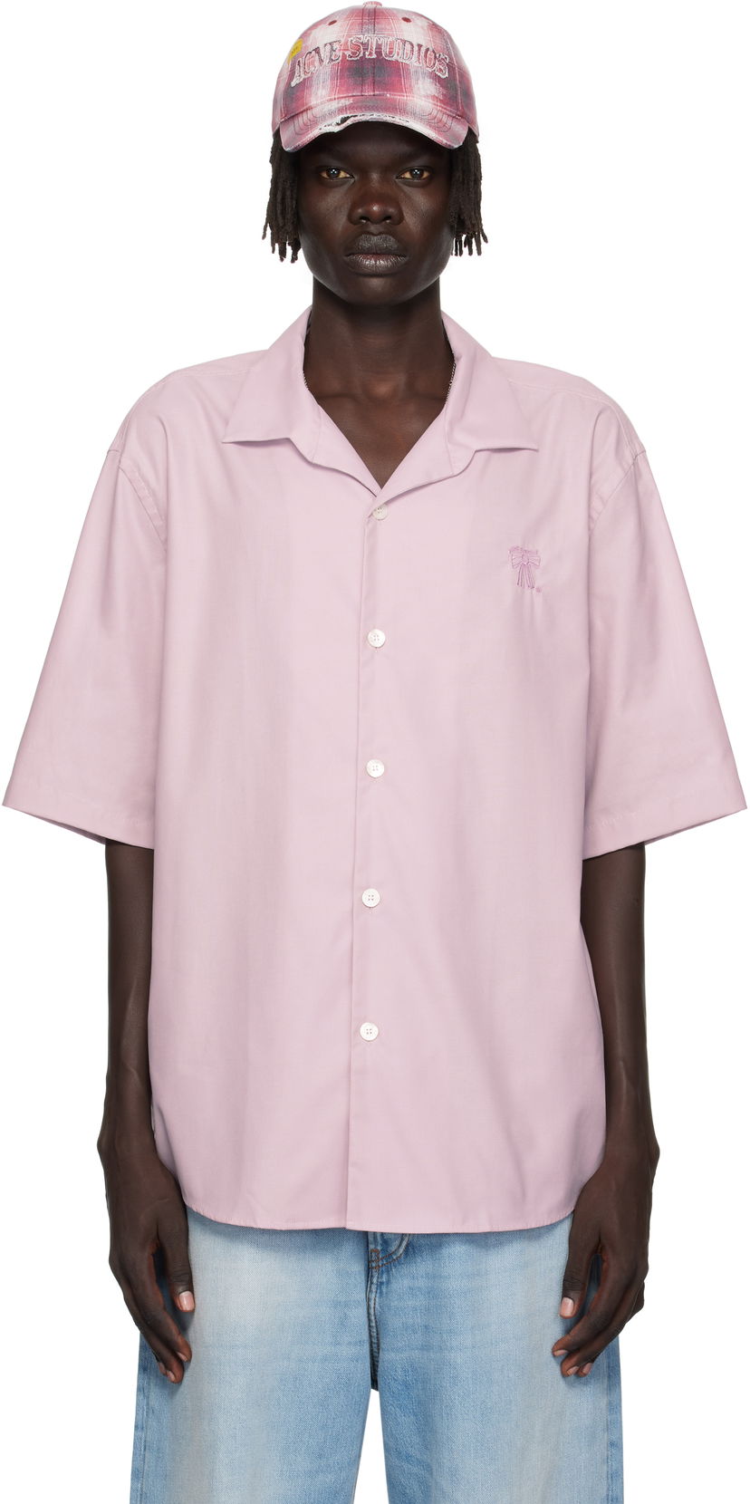 Skjorta Acne Studios Acne Studios Button-Up Camp Collar Shirt Rosa | BB0634-