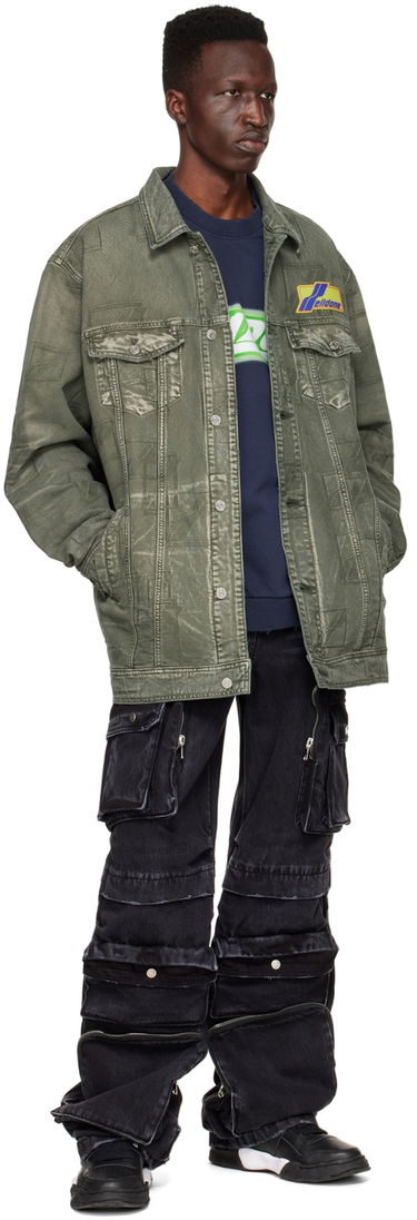 Jacka We11done We11done Jacquard Logo Denim Jacket Grön | WD-DJ1-22-366-U-KK, 3