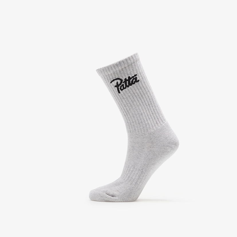 Strumpor Patta Script Logo Sports Sock Melange Grey Vit | POC-AW25-2020-396-0016-050
