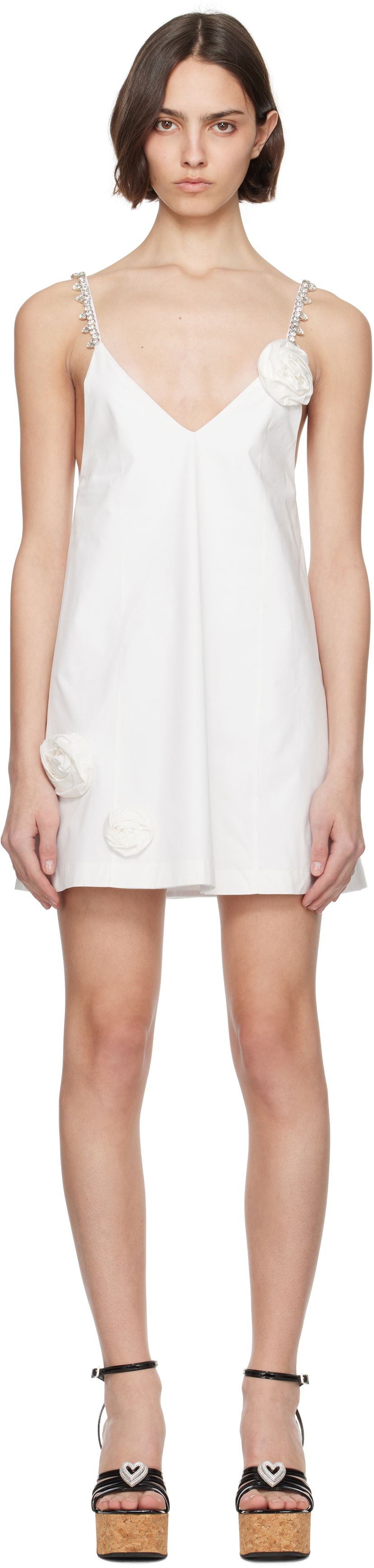 Klä Area AREA Crystal Rosette Poplin Mini Dress Vit | SS25AWDR0166FA01