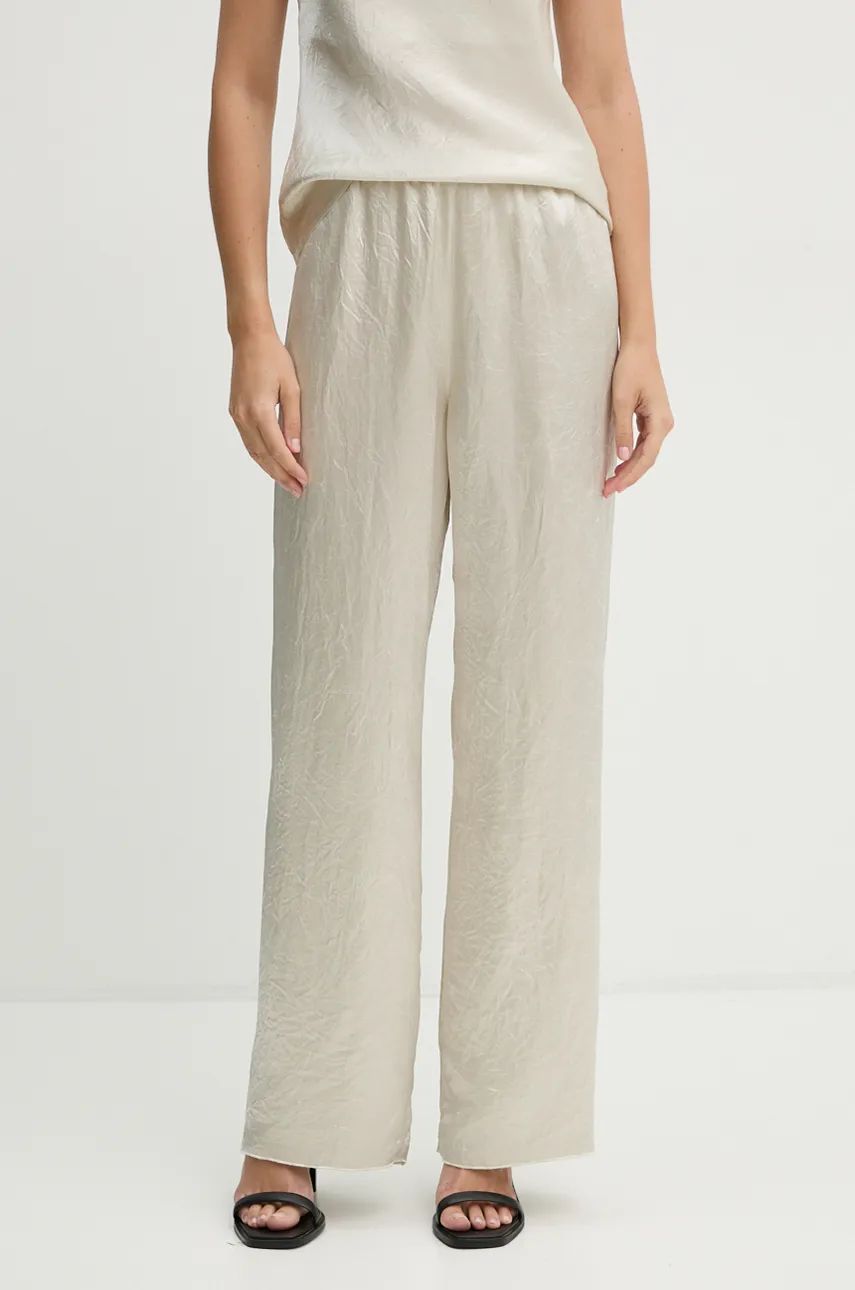 Byxor Nanushka Brenda High Waisted Wide Leg Pants Beige | NW24PFOW13571, 0