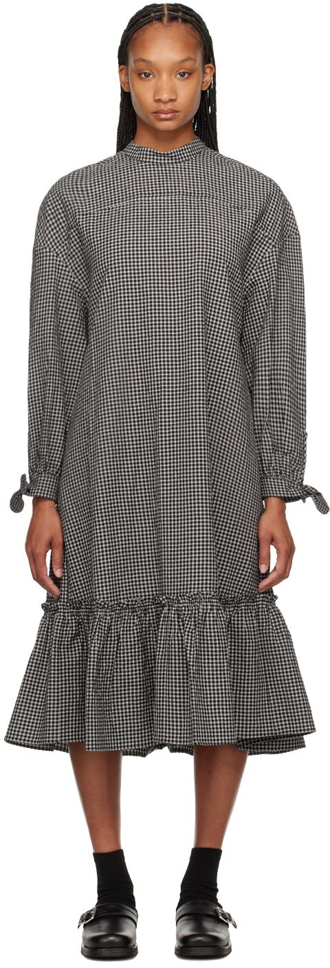 Klä YMC YMC Rushmore Gingham Midi Dress Svart | Q1WAI