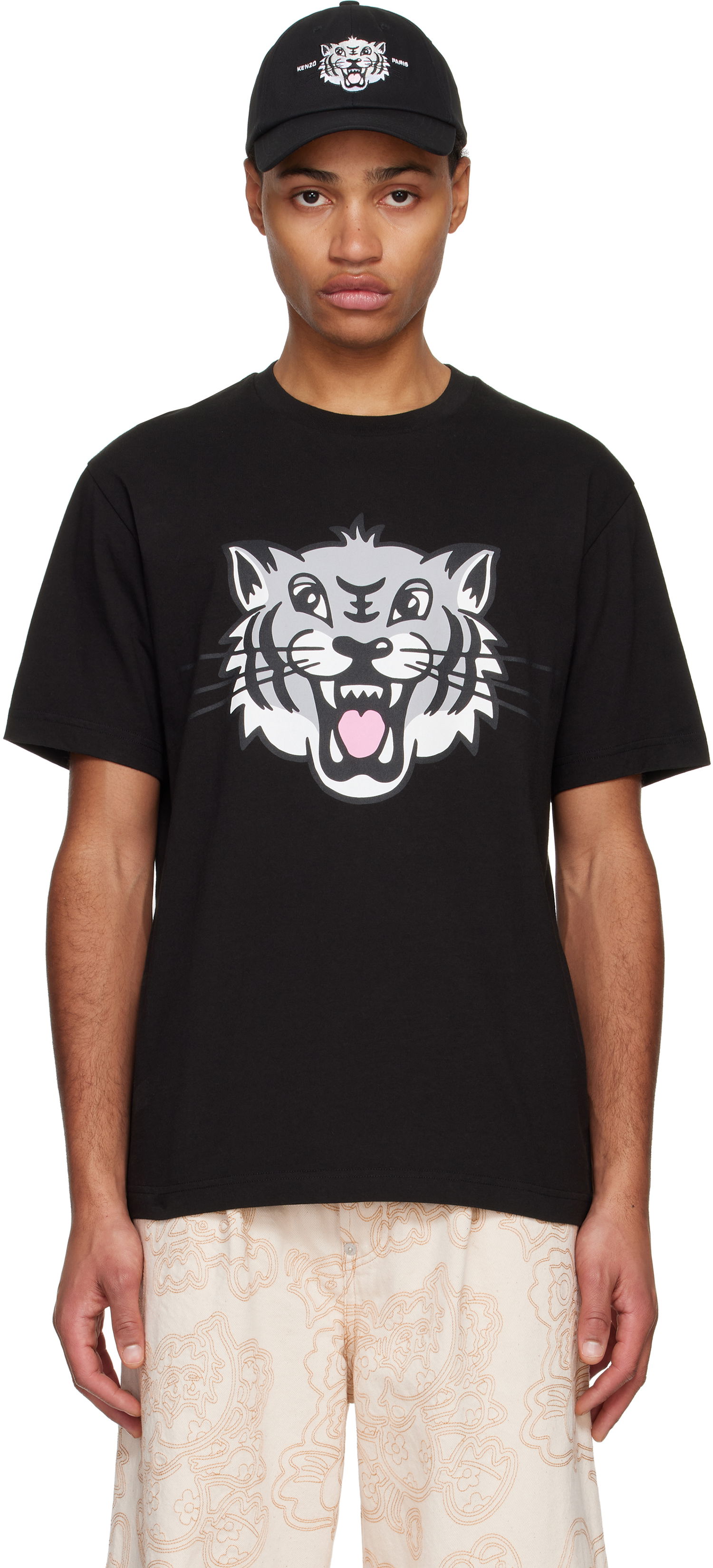 T-shirt KENZO Happy Tiger Graphic T-Shirt Svart | FF55TS5334SG, 0