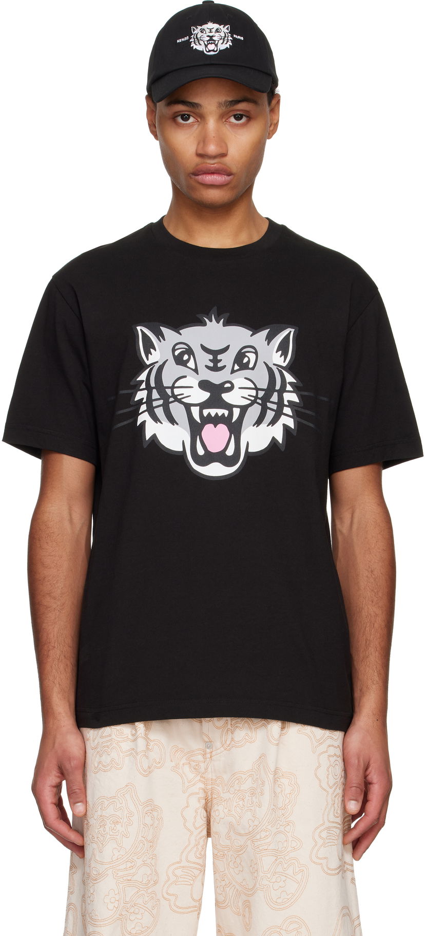 T-shirt KENZO Happy Tiger Graphic T-Shirt Svart | FF55TS5334SG