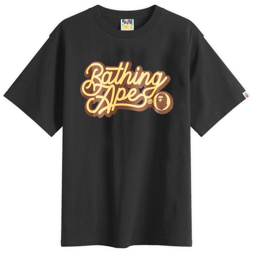 T-shirt BAPE Bathing Ape Script Logo T-Shirt, Size Large Svart | 001TEL301055M-BBN