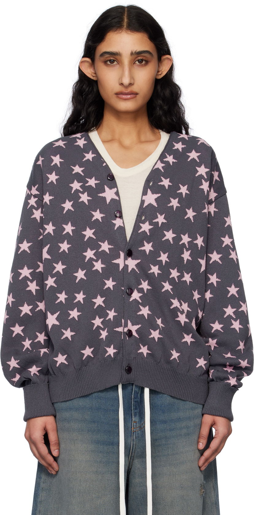 Sweater Needles NEEDLES V-Neck Star Cardigan Grå | QV374