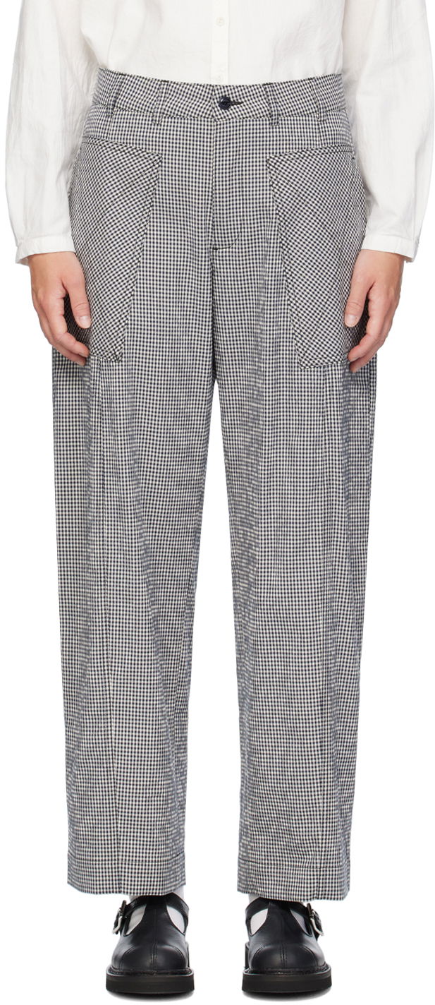Byxor YMC YMC Peggy Gingham Check Trousers Blå | Q4WMI