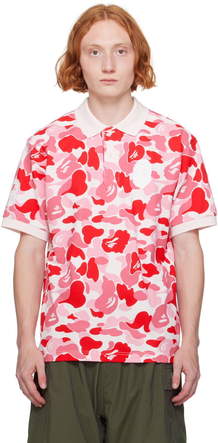 Polotröja BAPE Polo With Print Rosa | 001POK301002M