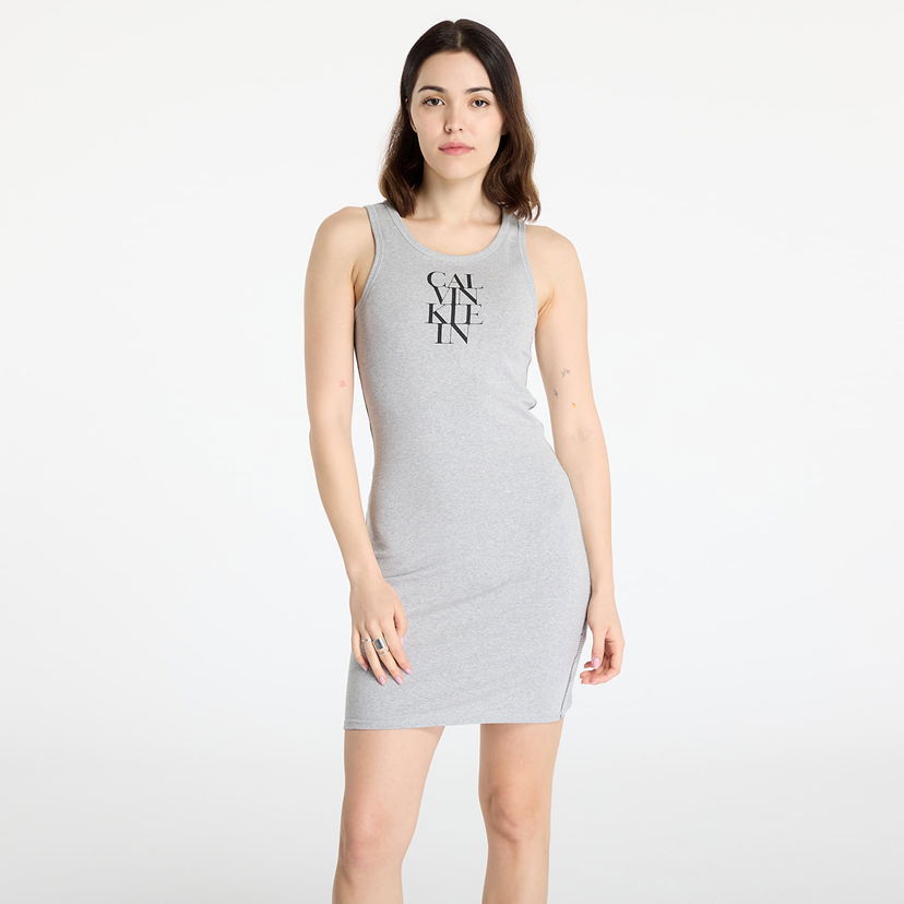 Klä CALVIN KLEIN Calvin Klein Jeans Women's Cotton Rib Dress Grå | LV044C203G P79
