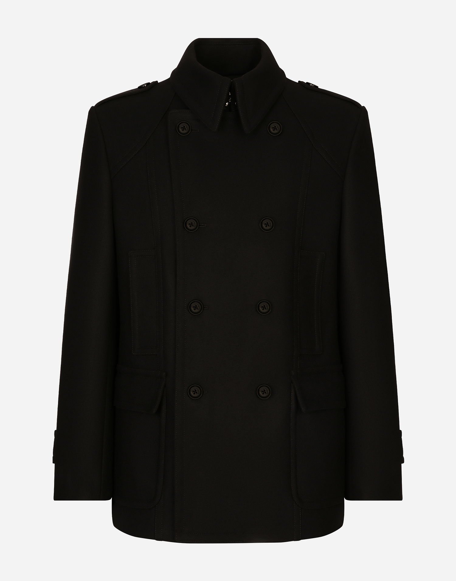 Rockar Dolce & Gabbana Dolce & Gabbana Double-breasted Wool-blend Pea Coat Svart | G046UTHUMT8N0000, 0