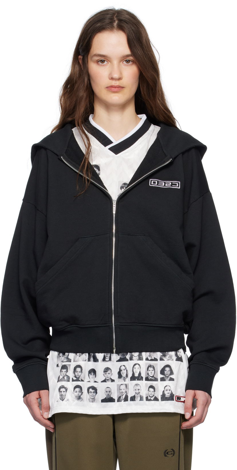 Sweatshirt 032C Routine Zip Hoodie Svart | S25-URC-0841-050-W